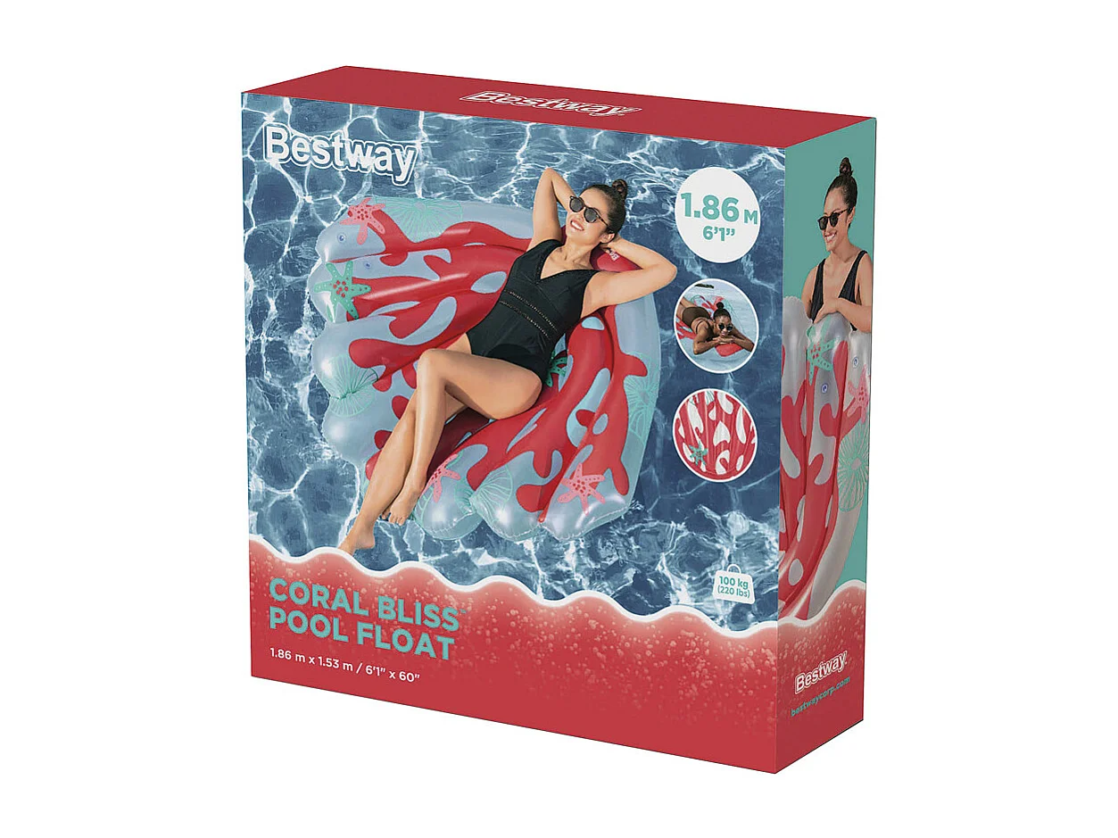 Opblaasbaar Zwembadmatras 186x139 cm Koraalmotieven Bestway BEY43724 Comfort en Ontspanning