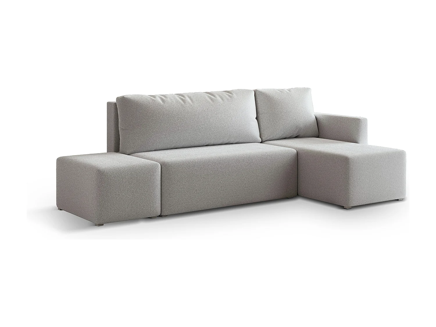 Hoekbank VELOTTI van fluweel met slaapfunctie Hellgrau
