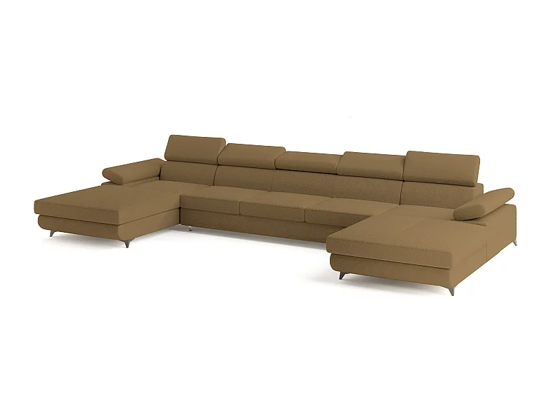 Hoekbank VIVENTE van fluweel met slaapfunctie Orange