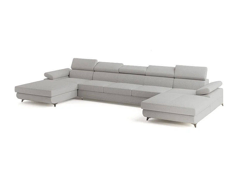 Hoekbank VIVENTE van fluweel met slaapfunctie Hellgrau