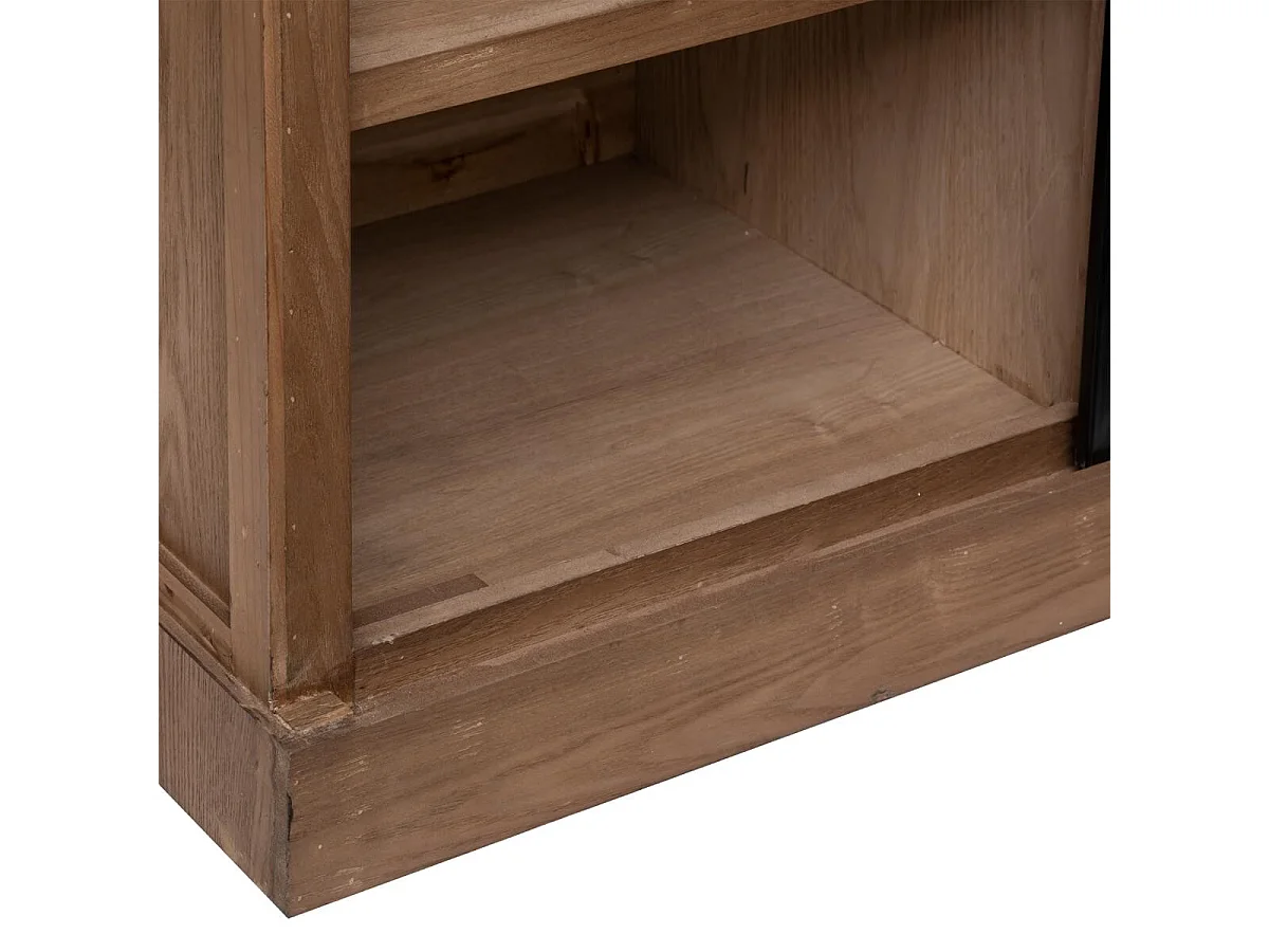 Buffet avec 2 portes 4 tiroirs en bois et verre - Longueur 160 x Profondeur 40 x Hauteur 85 cm