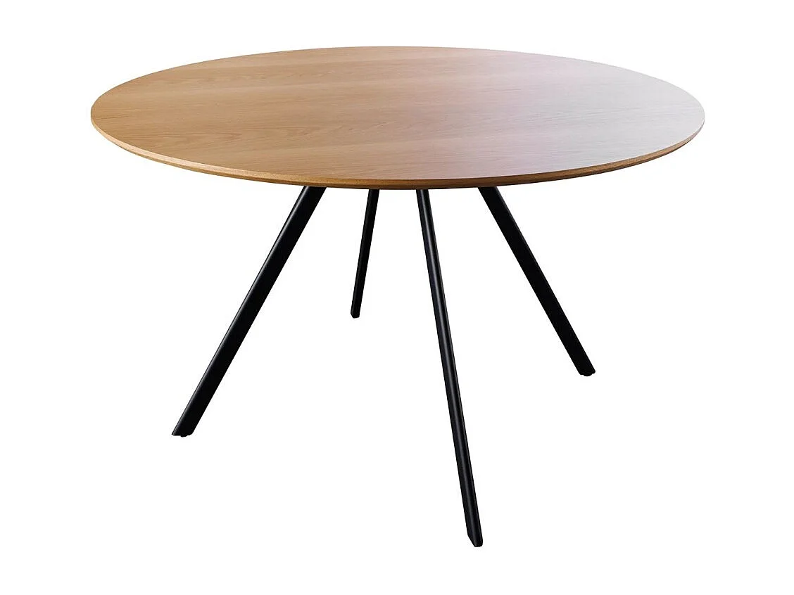 Eettafel SOREN - Eikenlook hout en metaal - 120 cm - Rond - Industriële stijl