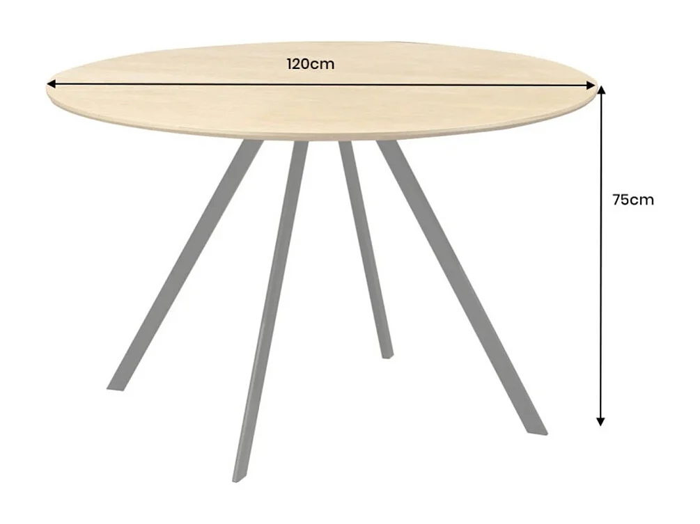 Eettafel SOREN - Eikenlook hout en metaal - 120 cm - Rond - Industriële stijl