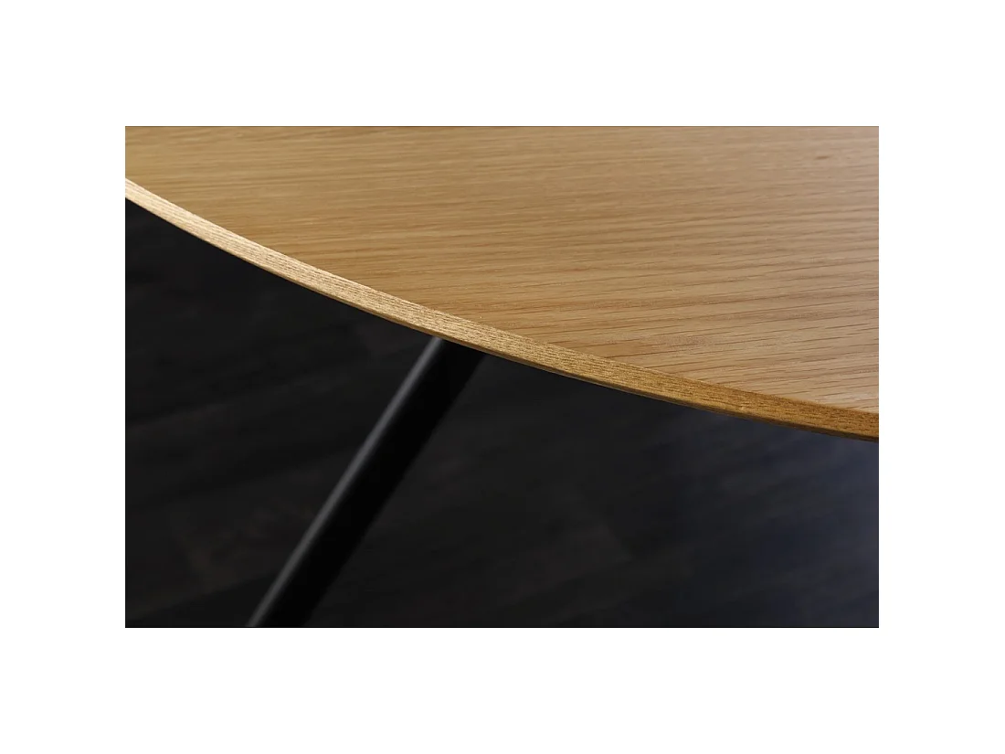 Table de salle à manger SOREN – Aspect chêne et métal – 120 cm – Ronde – Style industriel