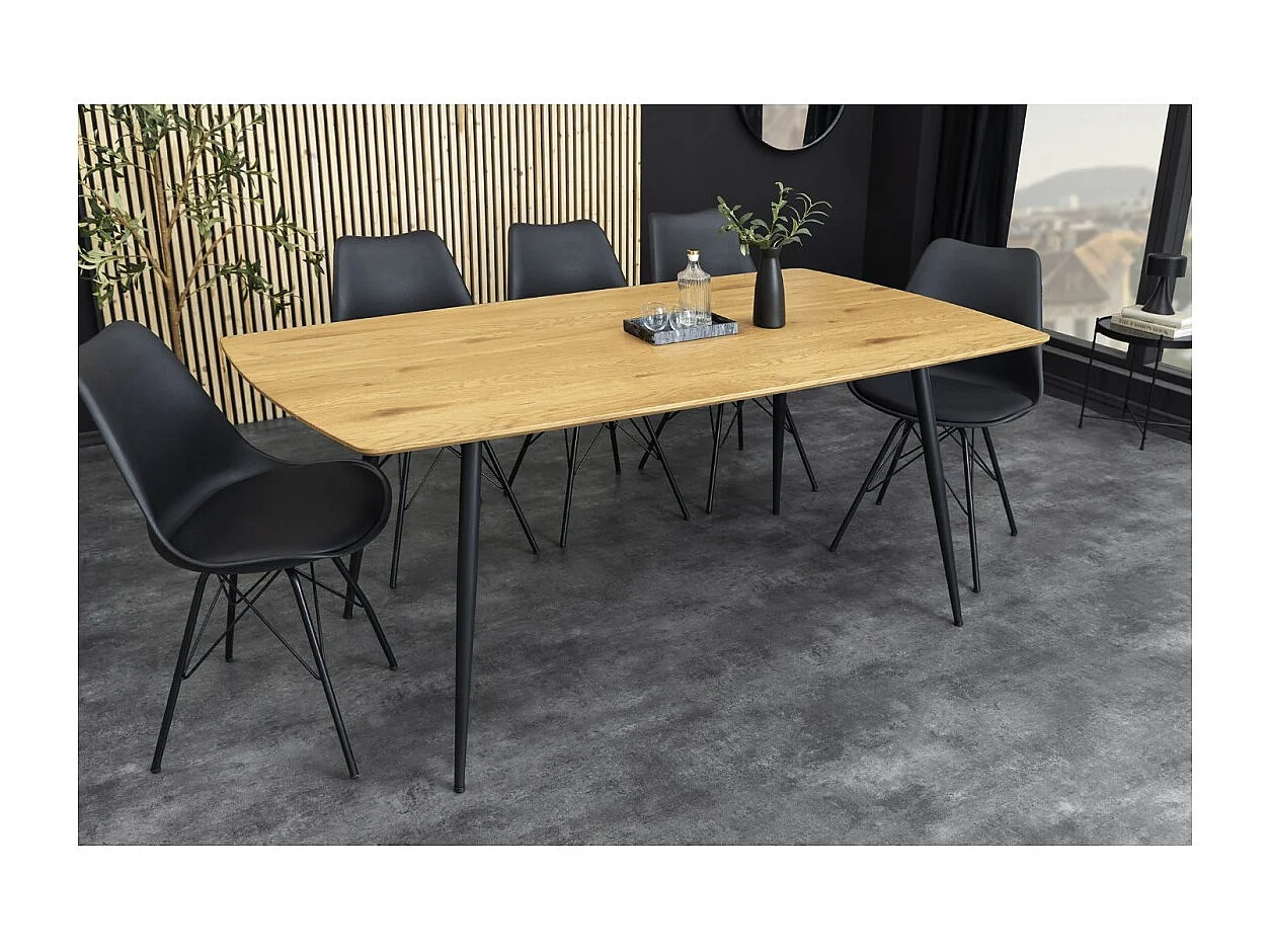 Eettafel CALDERO 120 cm – Eigentijdse tafel in wild eiken look en metaal