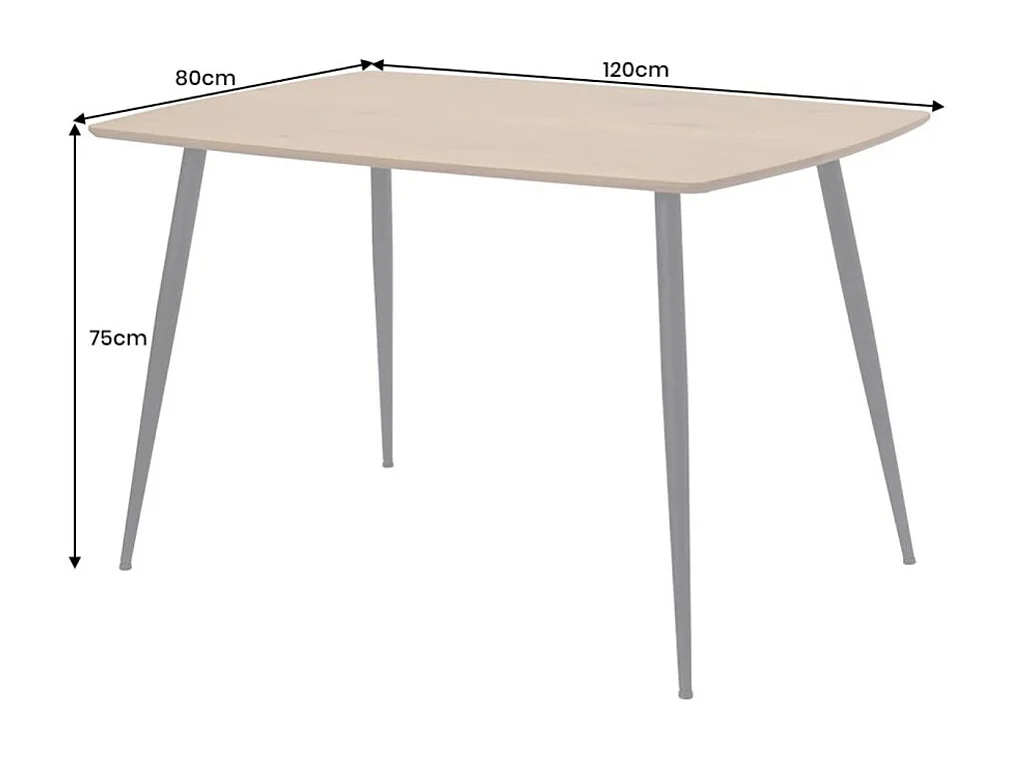 Eettafel CALDERO 120 cm – Eigentijdse tafel in wild eiken look en metaal