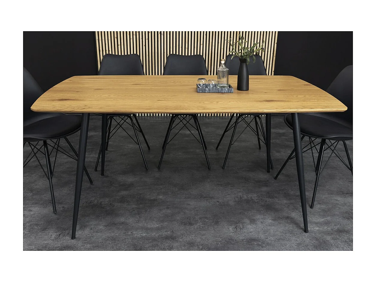 Eettafel CALDERO 120 cm – Eigentijdse tafel in wild eiken look en metaal