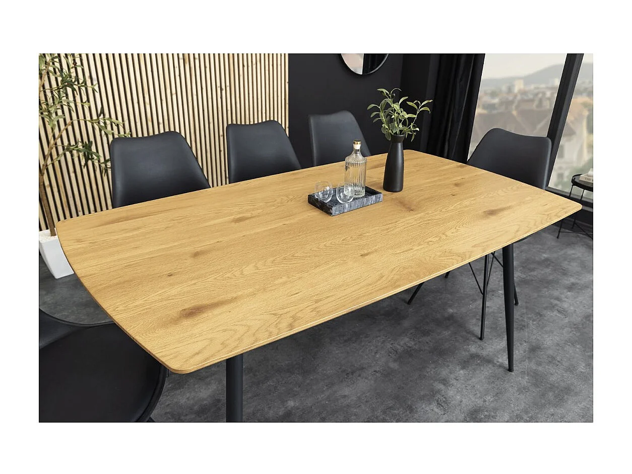 Eettafel CALDERO 120 cm – Eigentijdse tafel in wild eiken look en metaal