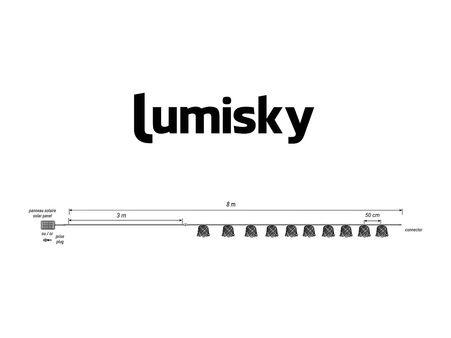 Guirlande solaire NOYA HYBRID 10 ampoules 8M