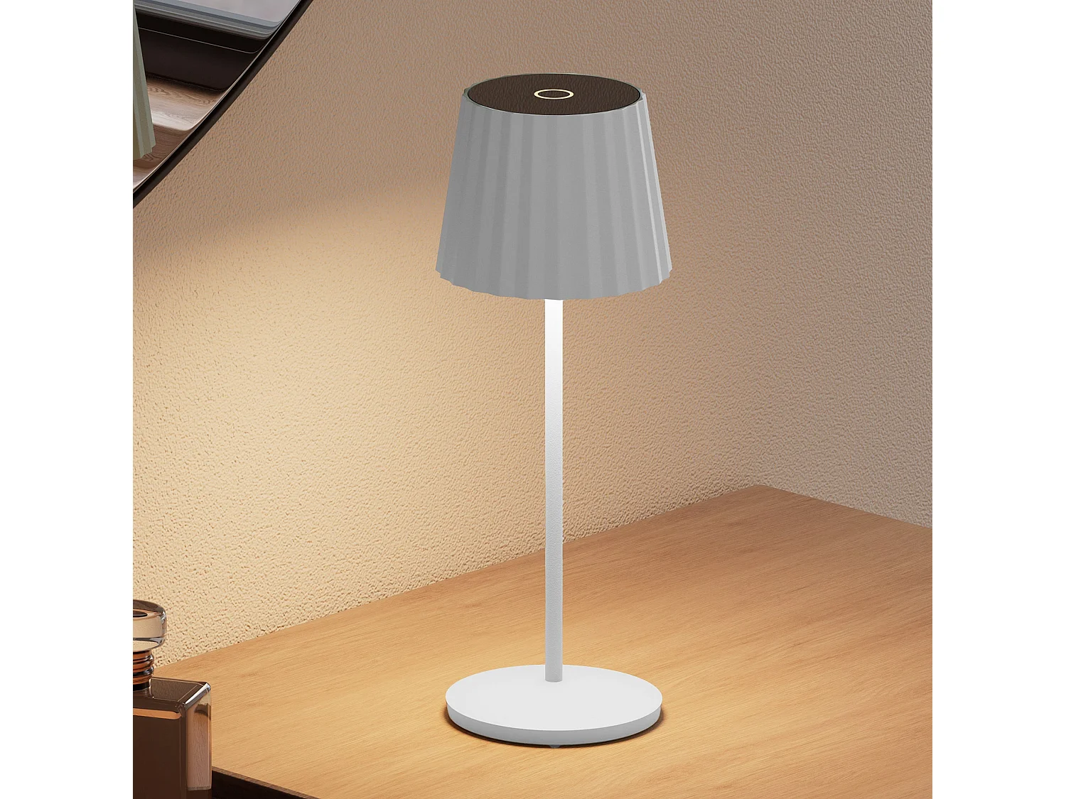 6 Lampes de table ABBY Blanc H30cm + base de chargement