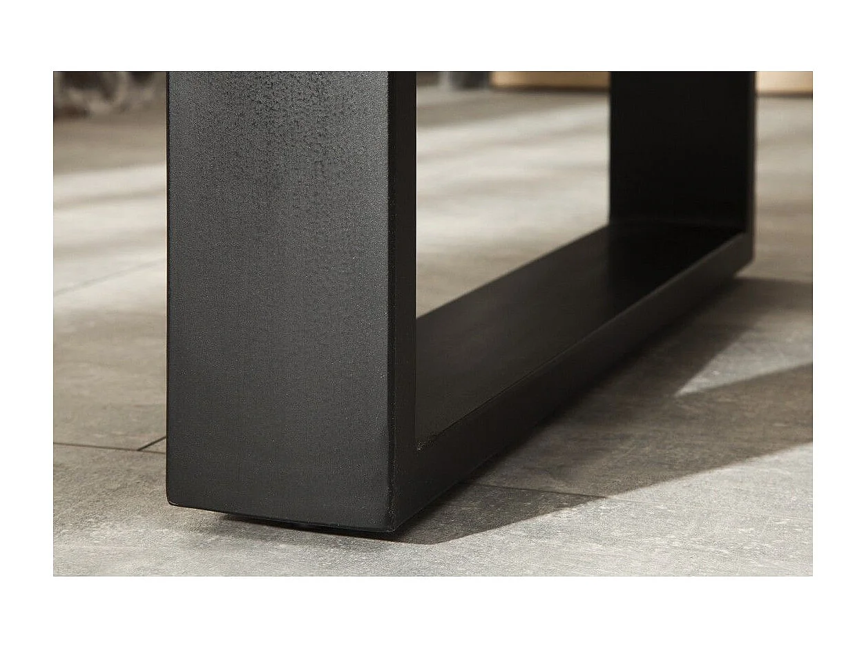 Table LODEN 180 cm – Plateau en bois massif de manguier et pieds en métal noir