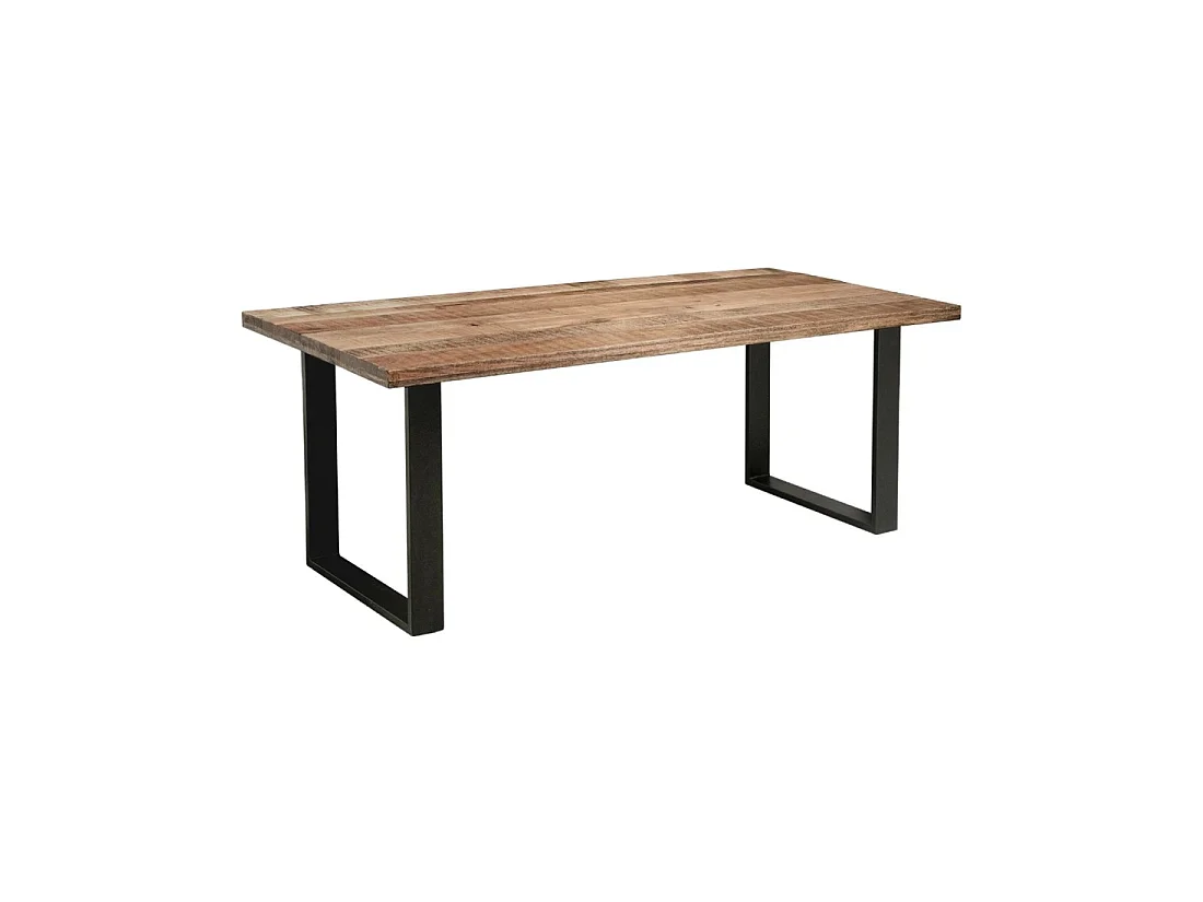 LODEN-tafel 180 cm Blad van massief mangohout en zwarte metalen poten