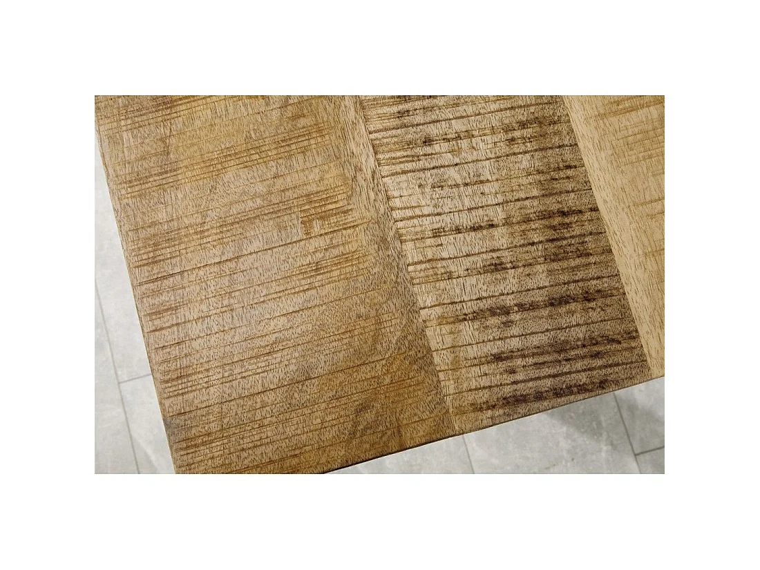 LODEN-tafel 180 cm Blad van massief mangohout en zwarte metalen poten
