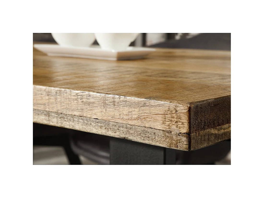 LODEN-tafel 180 cm Blad van massief mangohout en zwarte metalen poten