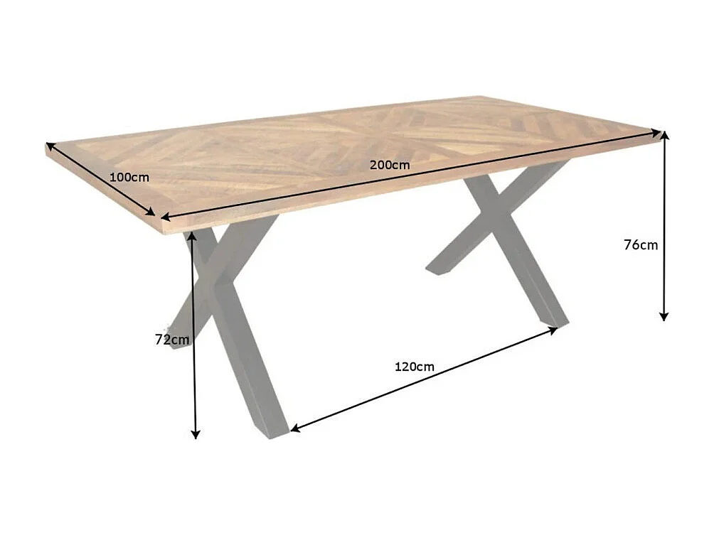 ZAREL 200 cm – Blad van massief mangohout en zwart metaal
