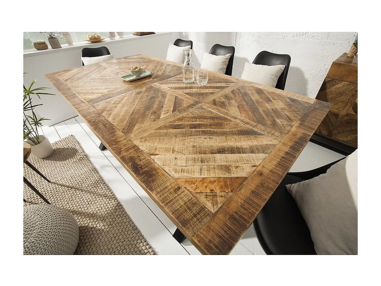 ZAREL 200 cm – Blad van massief mangohout en zwart metaal