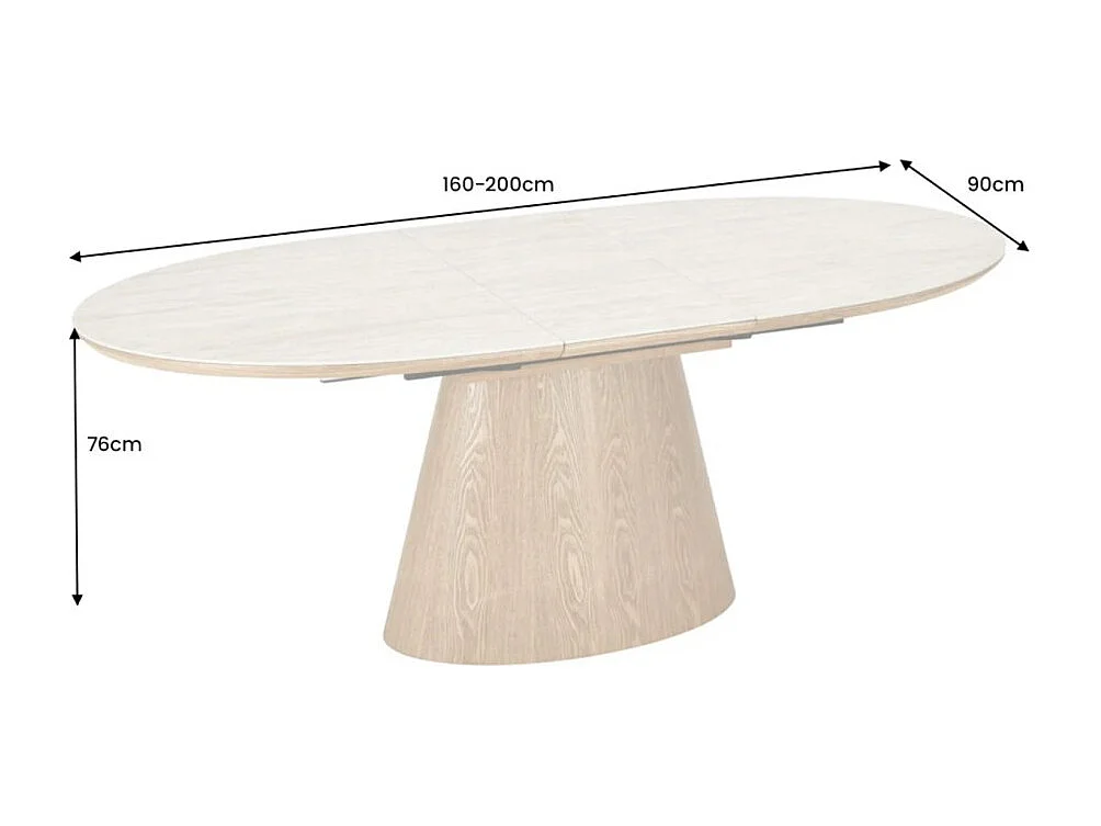 LUMEA uitschuifbaar 160–200 cm – Moderne tafel met travertijn-look keramiek en eiken
