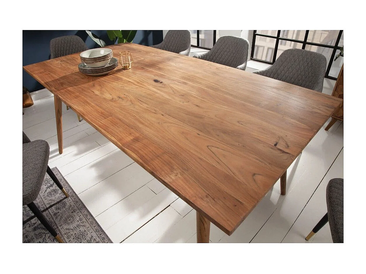 Table de salle à manger SCANI 200 cm – Plateau en bois massif d'acacia verni et structure assortie