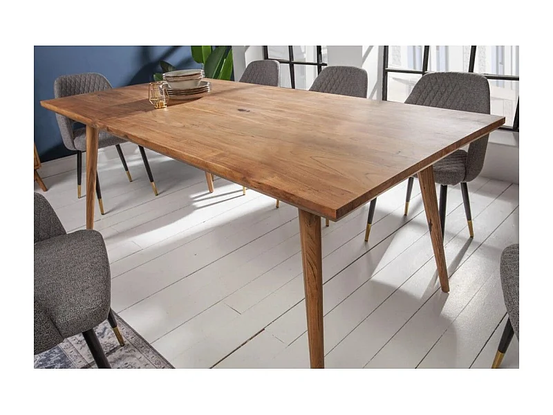 Table de salle à manger SCANI 200 cm – Plateau en bois massif d'acacia verni et structure assortie