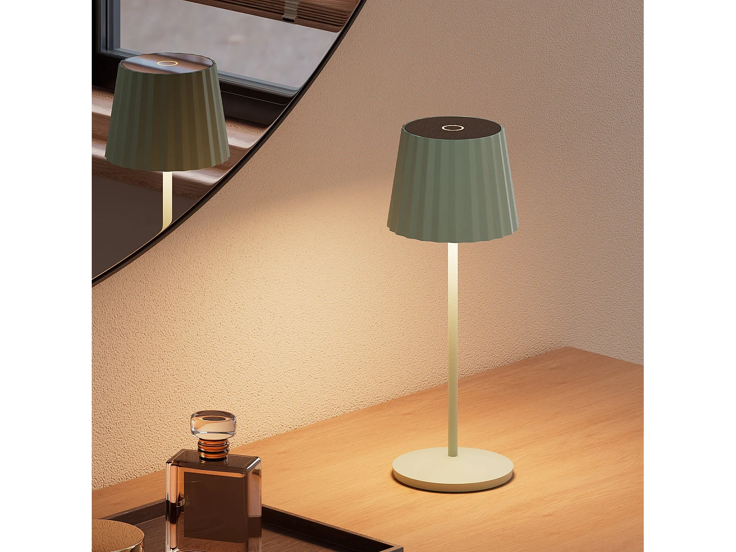 6 Lampes de table ABBY Vert H30cm + base de chargement