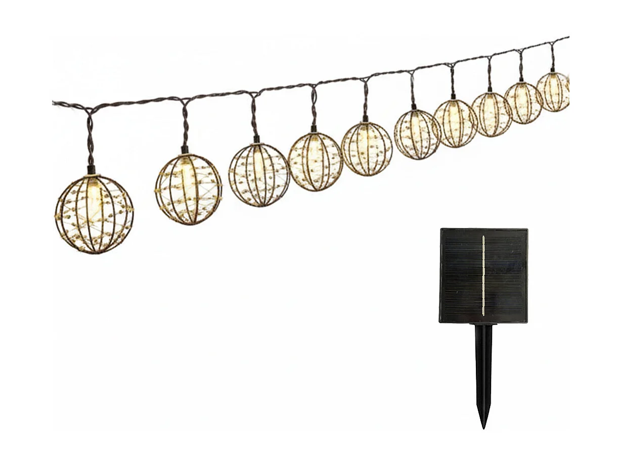 Guirlande solaire RUSTY LIGHT 10 cages 4M