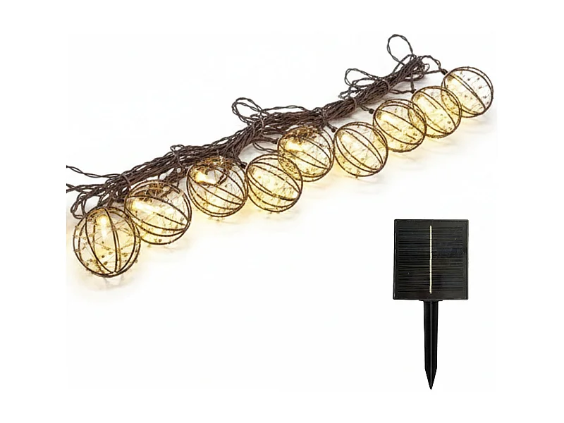 Guirlande solaire RUSTY LIGHT 10 cages 4M