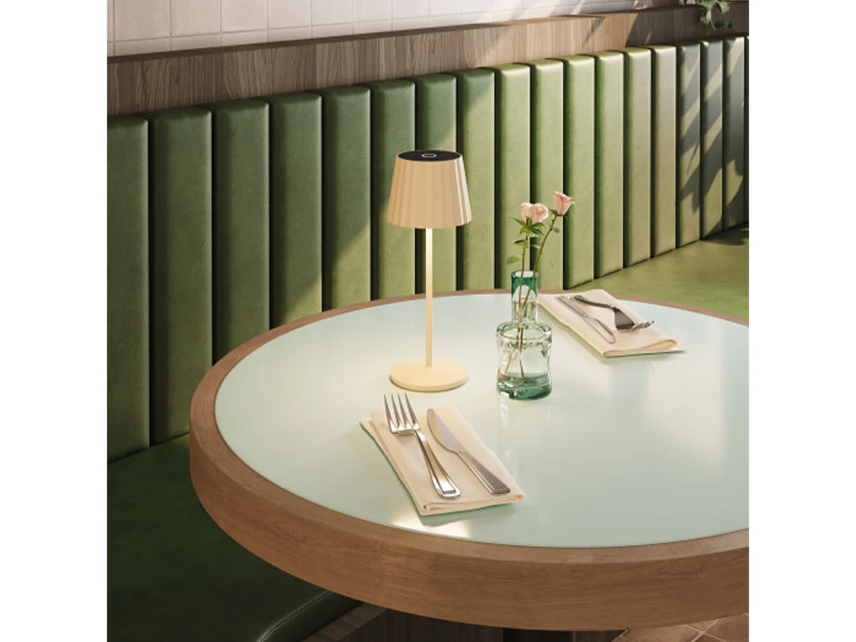 6 Lampes de table ABBY Sable H30cm + base de chargement