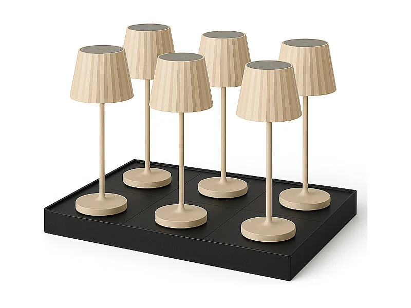 6 Lampes de table ABBY Sable H30cm + base de chargement