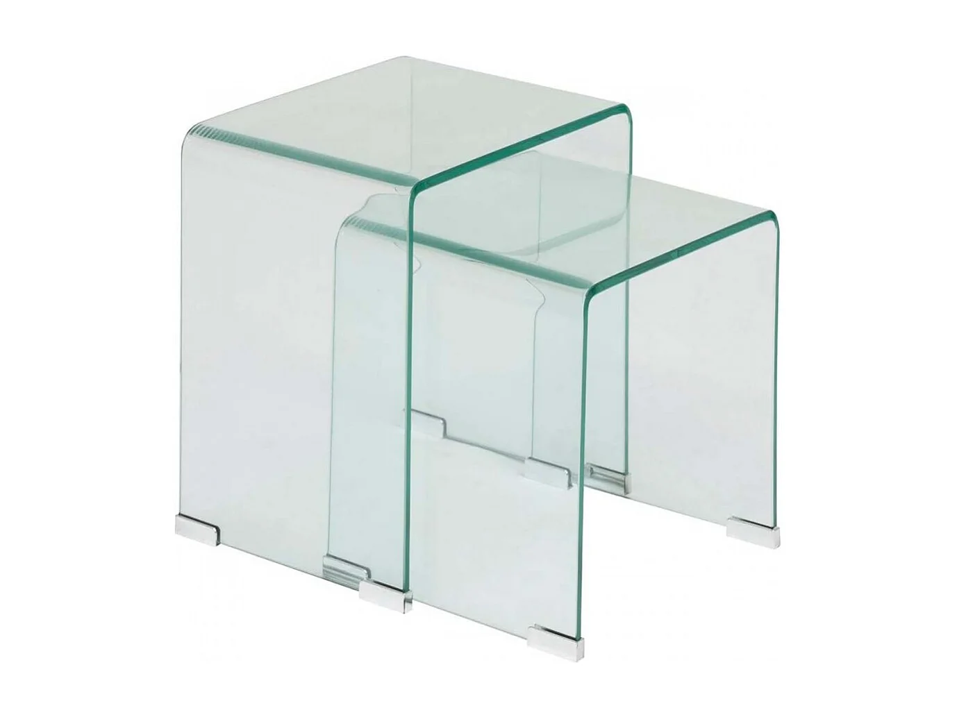 Lot de 2 tables gigognes en verre trempé transparent - Longueur 51 x Profondeur 30 x Hauteur 47 cm