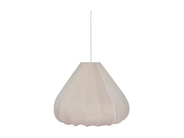 Luminaire suspension en forme de poire nervurée, coloris beige - Diamètre 49 x Hauteur 119 cm