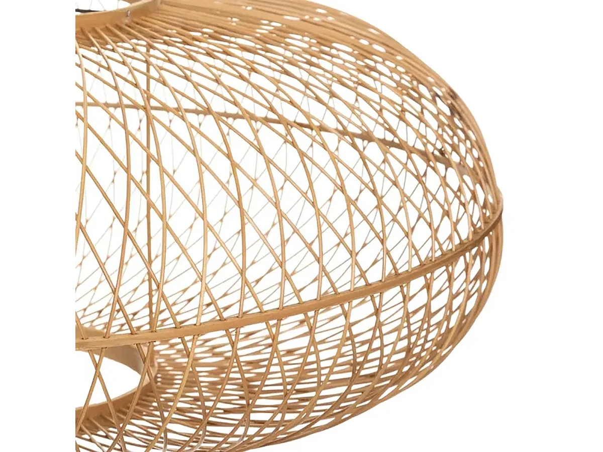 Lampe à suspendre Luminaire suspension plafonnier en bambou naturel - Diamètre 60 x Profondeur 25 cm