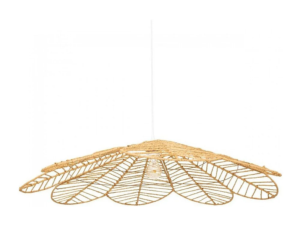 Luminaire Suspension en corde naturelle, coloris beige - Diamètre 98 x Hauteur 110 cm
