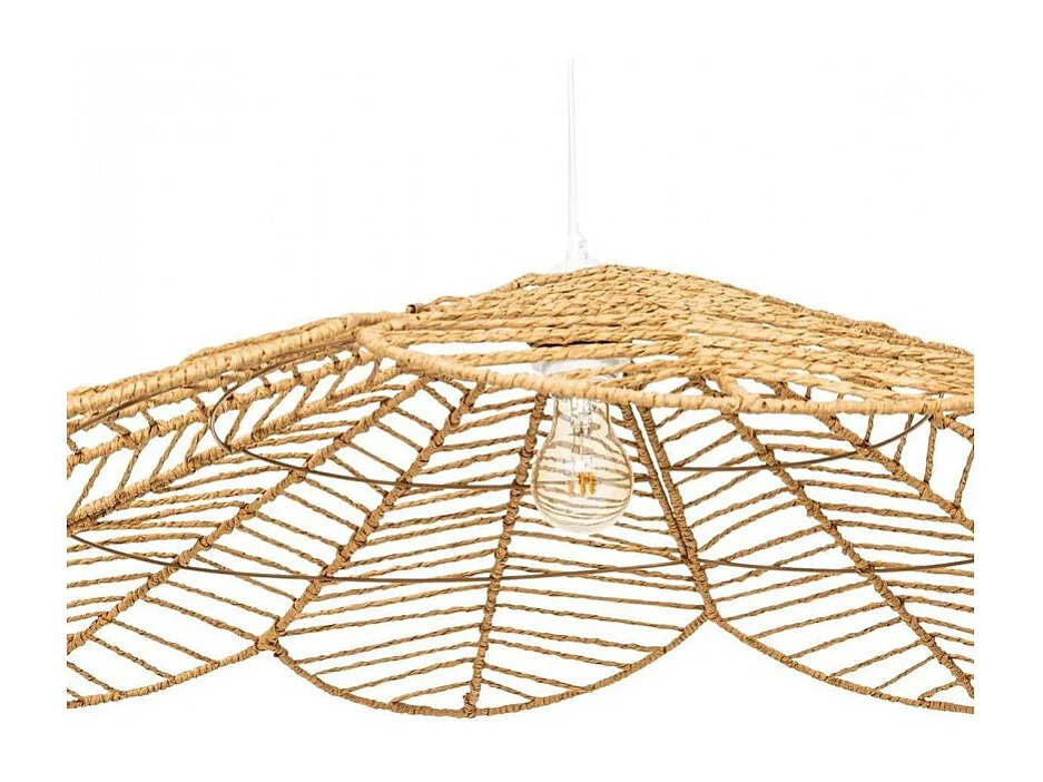 Luminaire Suspension en corde naturelle, coloris beige - Diamètre 98 x Hauteur 110 cm