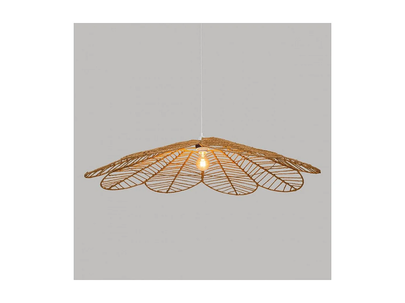Luminaire Suspension en corde naturelle, coloris beige - Diamètre 98 x Hauteur 110 cm