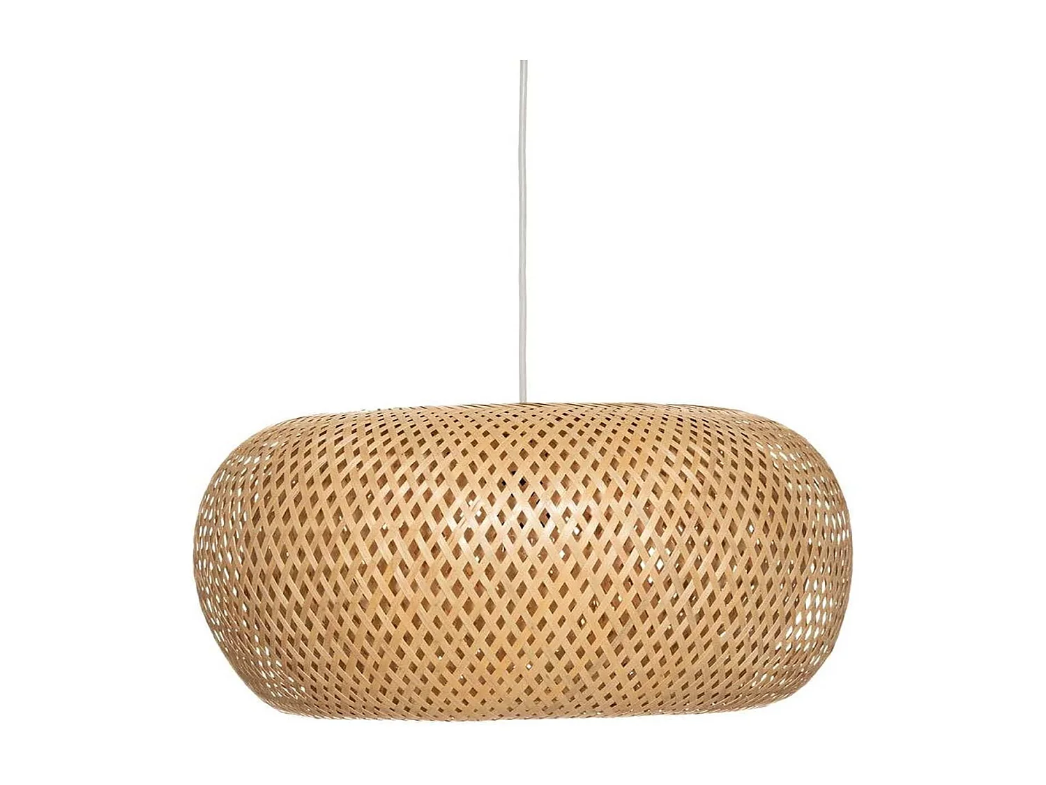 Luminaire suspension ovale en bambou naturel - Diamètre 46 x Profondeur 22 cm