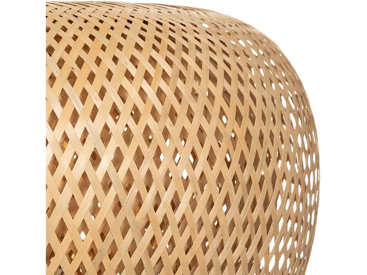 Luminaire suspension ovale en bambou naturel - Diamètre 46 x Profondeur 22 cm