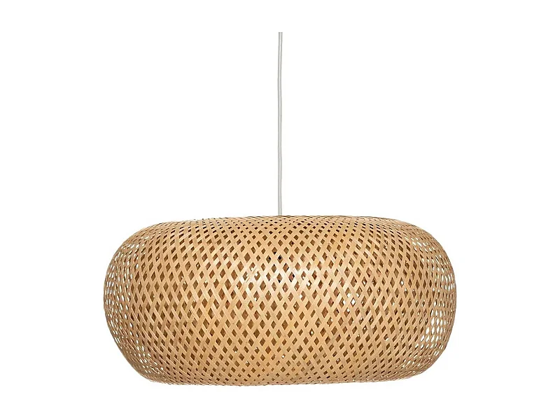 Luminaire suspension ovale en bambou naturel - Diamètre 46 x Profondeur 22 cm