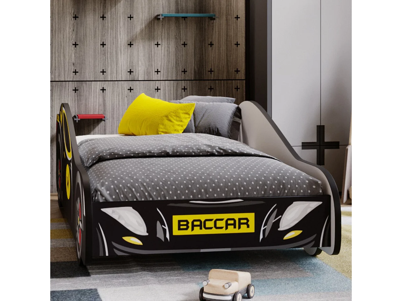 Cama Infantil Batcar Negro 140x70 cm – Incluye Colchón, Diseño Deportivo y Divertido, Estructura Compacta y Segura