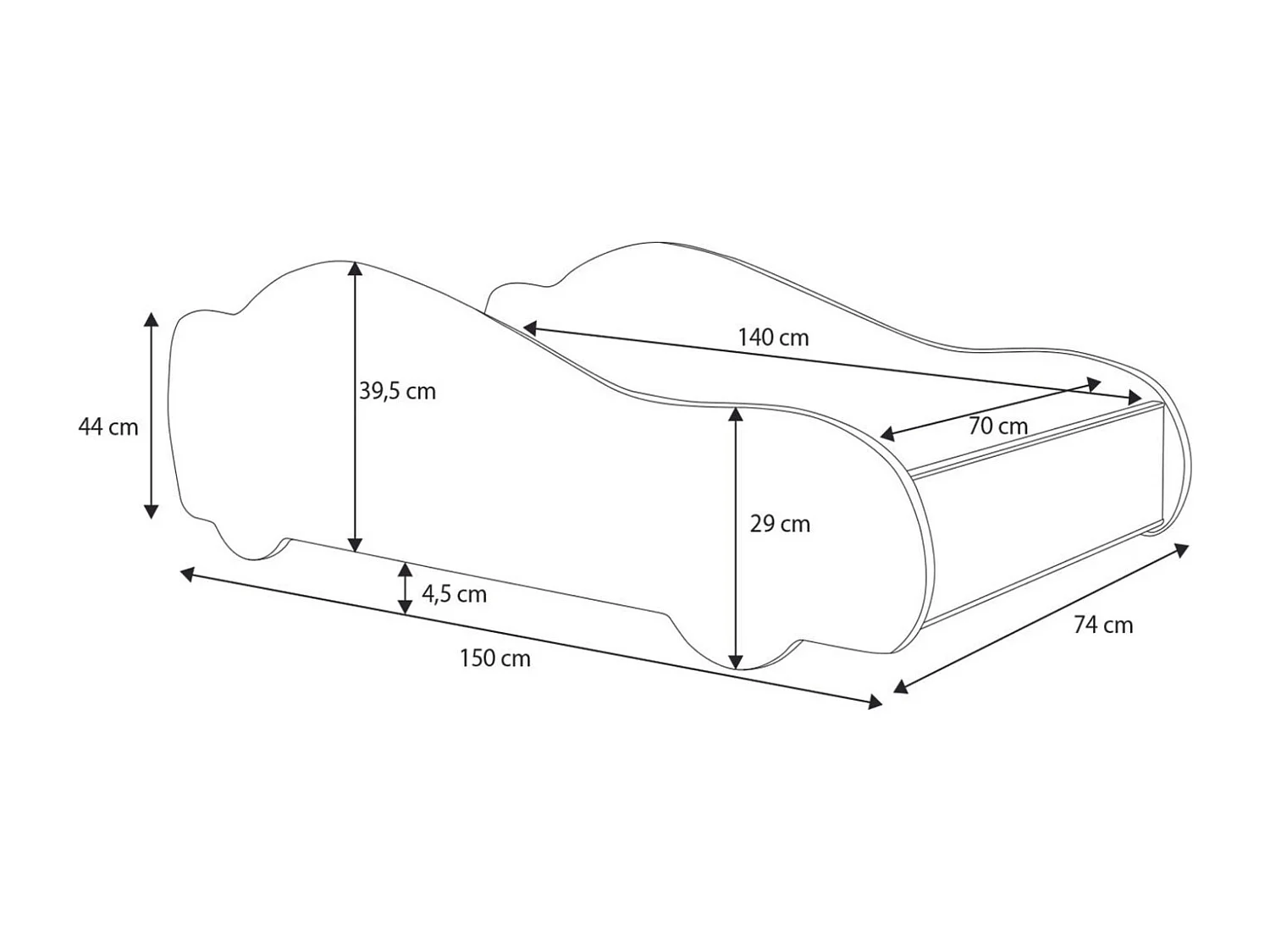 Cama Infantil en Forma de Coche Taxi 140x70 cm con Colchón – Diseño Deportivo para Niños, Estructura Resistente, Fácil Montaje