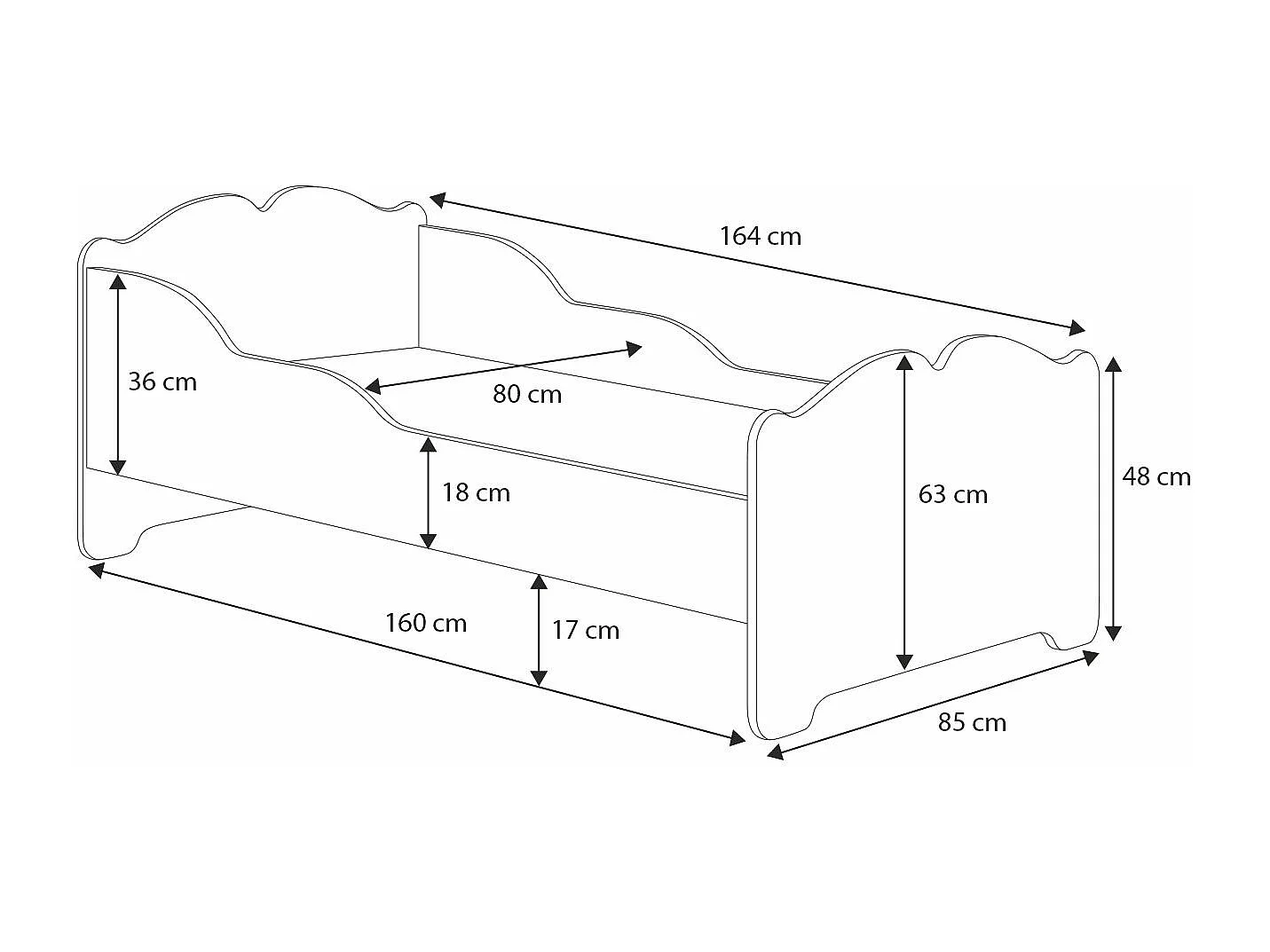 Cama Infantil Blanca 160x80 cm Dibujo Gato con Barreras Laterales y Colchón – Estructura Segura y Moderna, Ideal para Niños y Niñas, Fácil Montaje