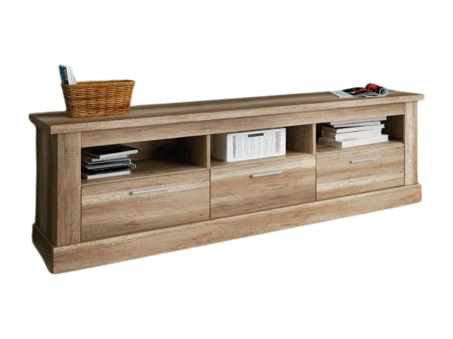 Mueble de Comedor, Mueble Televisión, Acabado en Color Cañón, Medidas: 276 cm (Ancho) x 201,6 cm (Alto) x 41,8 cm (Fondo)