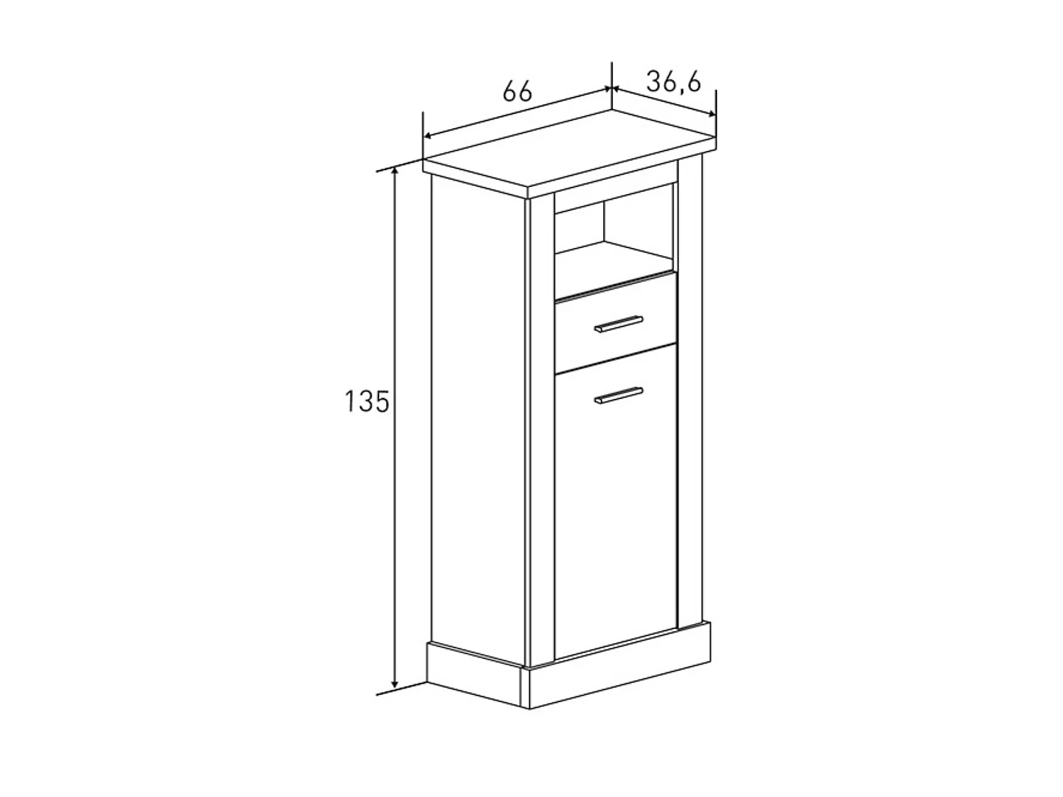 Mueble de Comedor, Mueble Televisión, Acabado en Blanco y Cambria, Medidas: 297 cm (Ancho) x 201,6 cm (Alto) x 41,8 cm (Fondo)