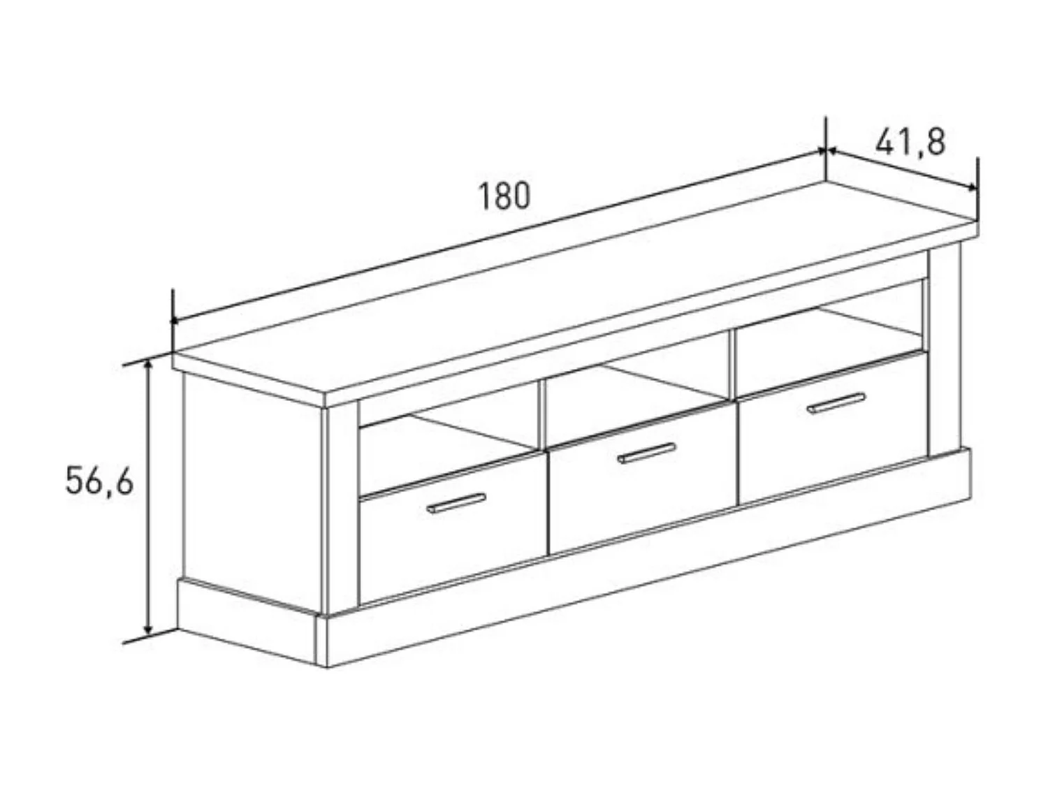 Mueble de Comedor, Mueble Televisión, Acabado en Blanco y Cambria, Medidas: 276 cm (Ancho) x 201,6 cm (Alto) x 41,8 cm (Fondo)