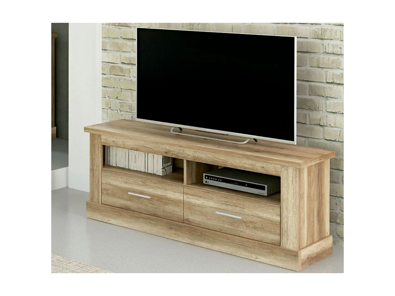 Mueble de Comedor, Mueble Televisión, Acabado en Color Cañón, Medidas: 326 cm (Ancho) x 174,7 cm (Alto) x 41,8 cm (Fondo)