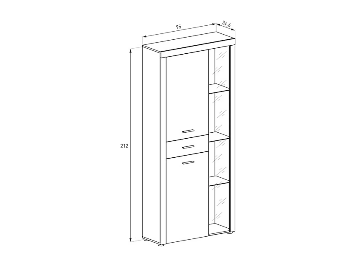 Mueble de Comedor, Mueble Televisión, Acabado en Color Cañón, Medidas: 296 cm (Ancho) x 212 cm (Alto) x 41,4 cm (Fondo)