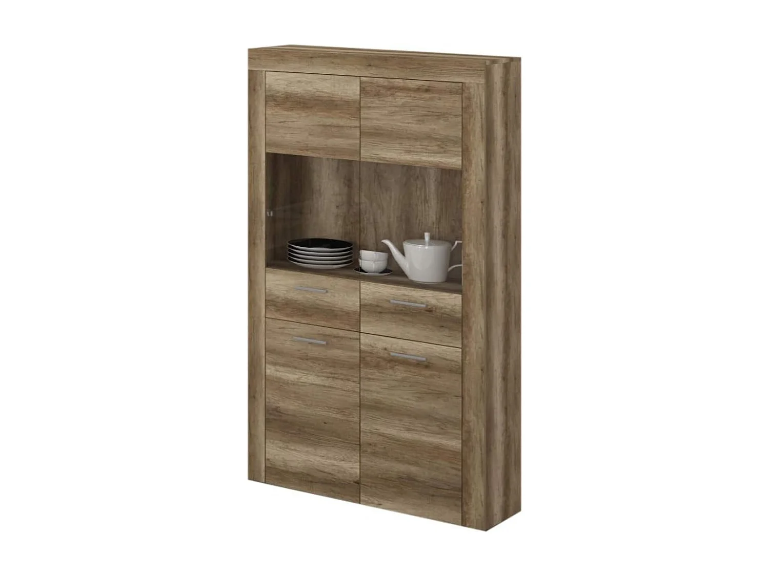 Mueble de Comedor, Mueble Televisión, Acabado en Color Cañón, Medidas: 301 cm (Ancho) x 177 cm (Alto) x 41,4 cm (Fondo)