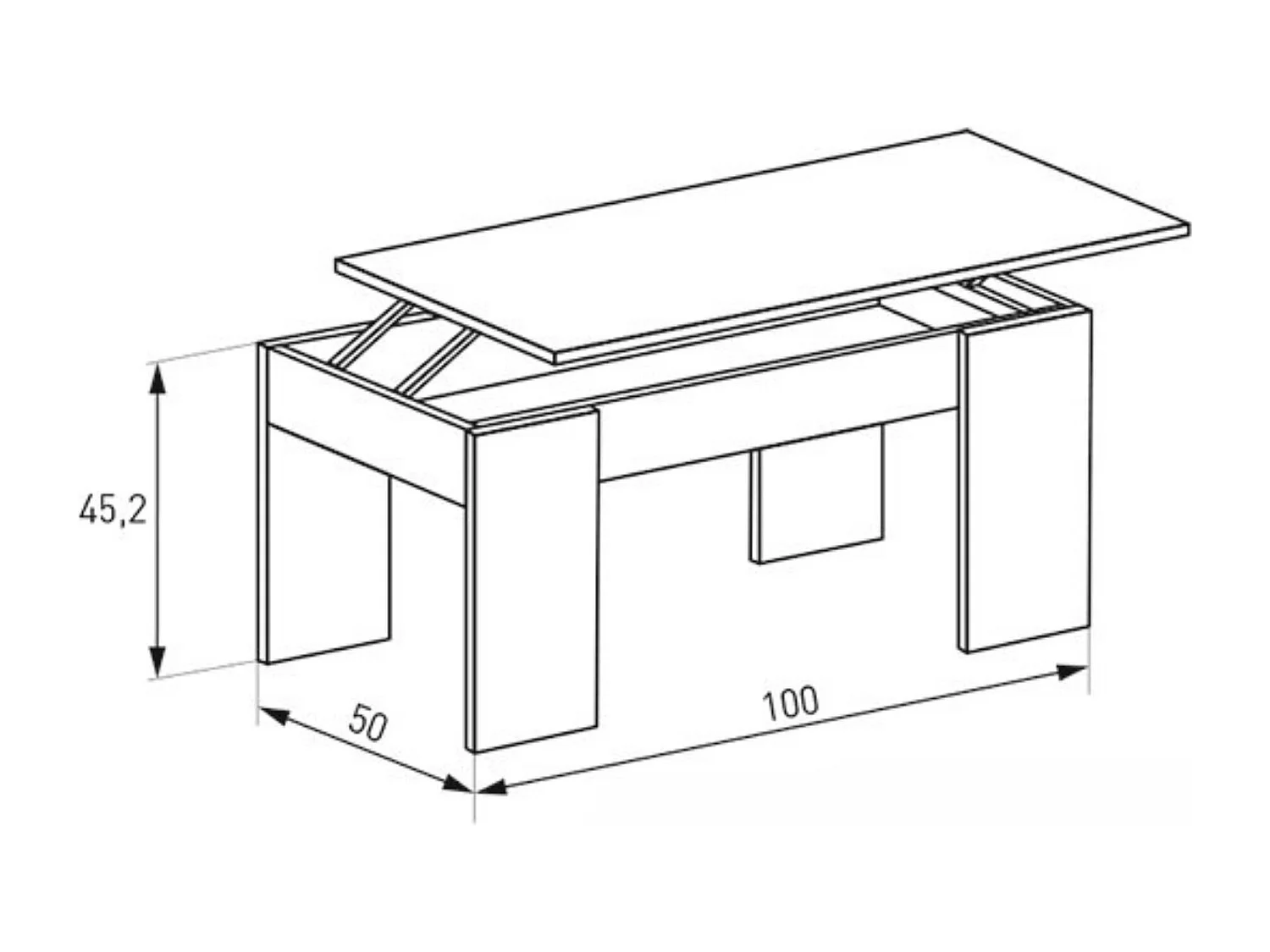 Mueble de Comedor, Mueble Televisión, Acabado en Color Cañón, Medidas: 230 cm (Ancho) x 212 cm (Alto) x 41,4 cm (Fondo) + Mesa Centro Elevable 45,2x100x50