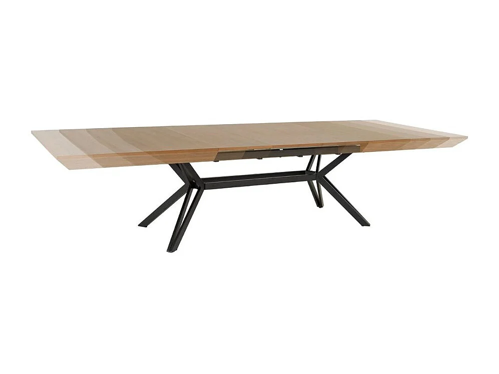 Table de salle à manger RADIAM – MDF plaqué noyer foncé et métal – 200-320 cm – Extensible