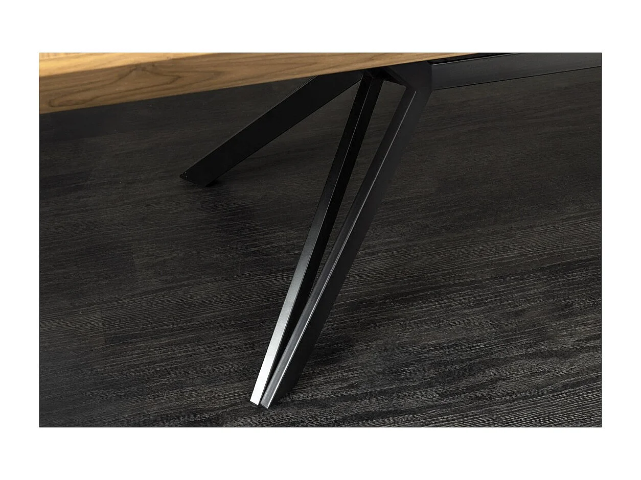 Table de salle à manger RADIAM – MDF plaqué noyer foncé et métal – 200-320 cm – Extensible