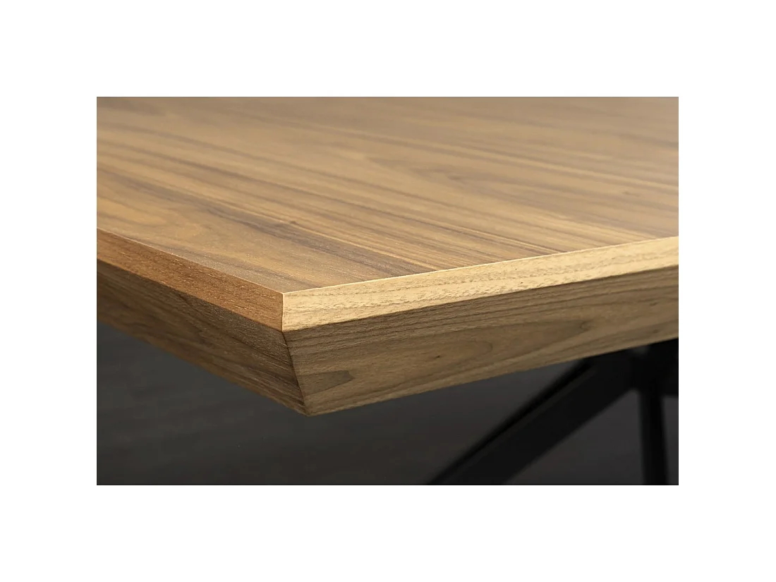 Eettafel RADIAM - Donker notenhout gefineerd MDF en metaal - 200-320 cm - Uitschuifbaar